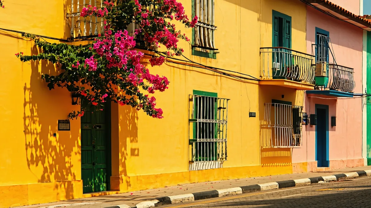 Colorful colonial buildings in Cartagena old city