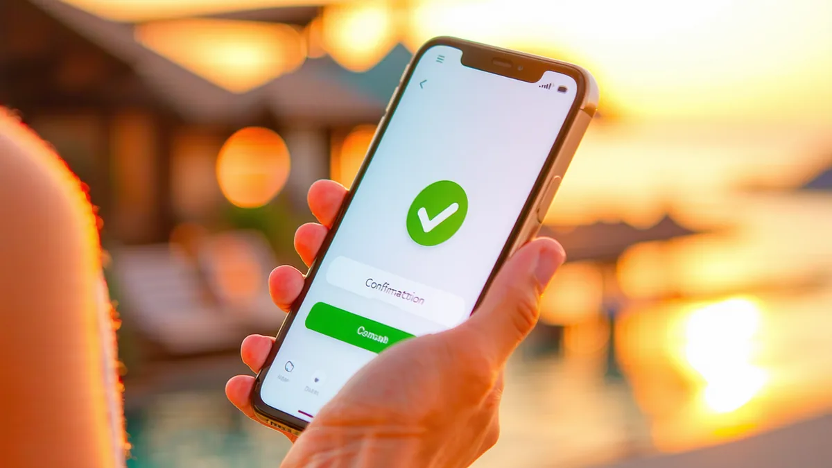 Smartphone screen showing a booking confirmation notification