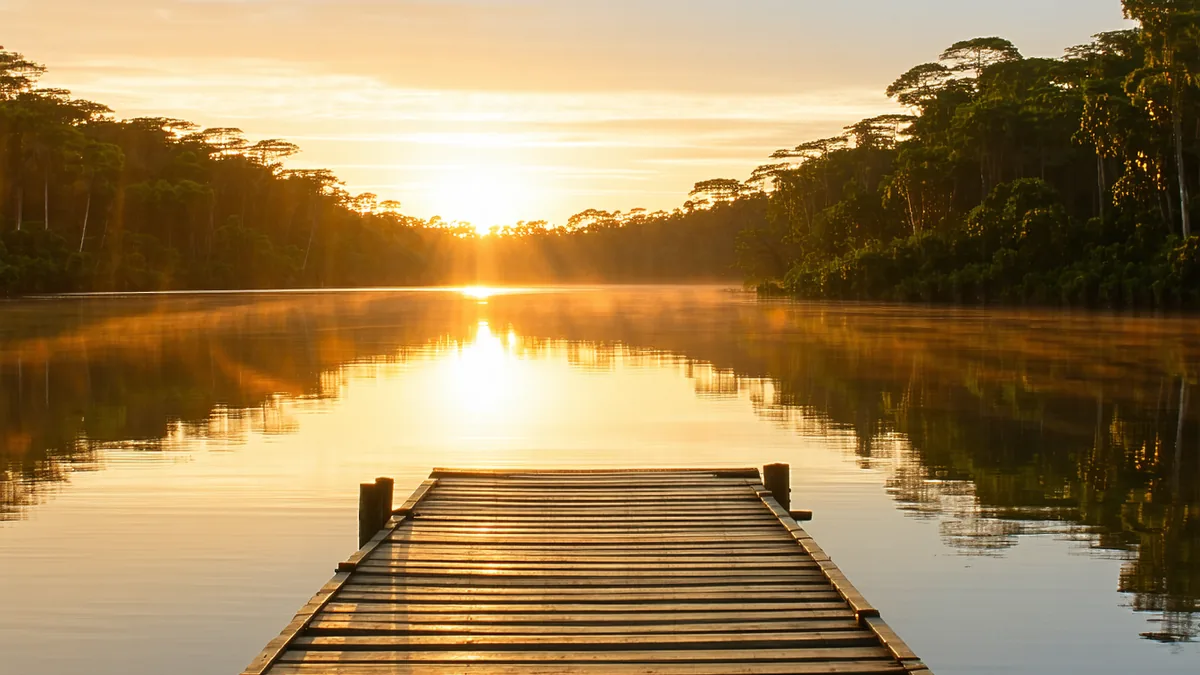 Empty tour boat dock at sunrise representing missed booking opportunities